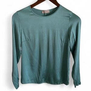 Falconeri Seta Collection Aqua Silk Long Sleeve Women’s Blouse Size S/M